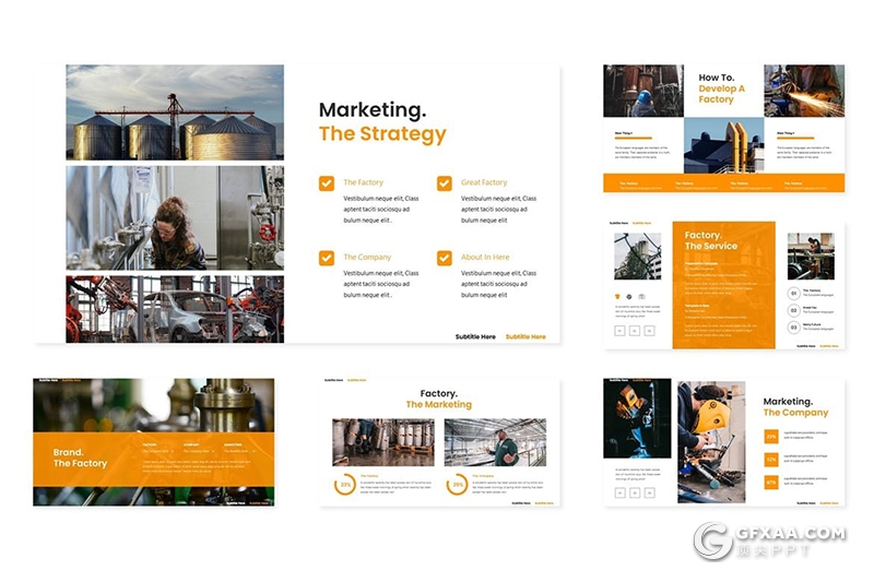 30页工厂建设施工企业项目展示keynote模板5种主题配色 - 顶尖PPT