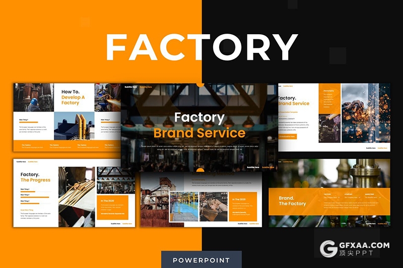 30页工厂建设施工企业项目展示PPT模板5种主题配色 - 顶尖PPT