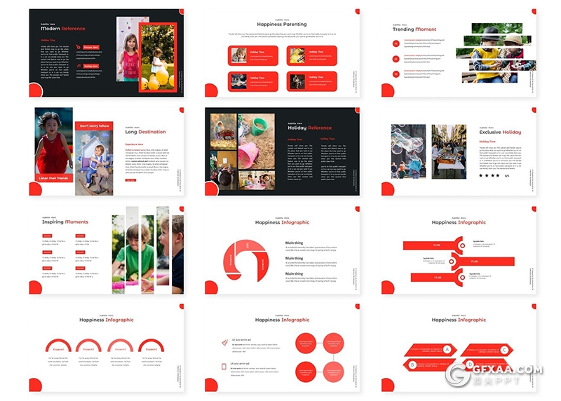 30页亲子互动培训机构项目介绍展示Google slides模板5种主题配色 - 顶尖PPT