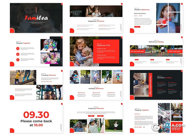 30页亲子互动培训机构项目介绍展示Google slides模板5种主题配色 - 顶尖PPT