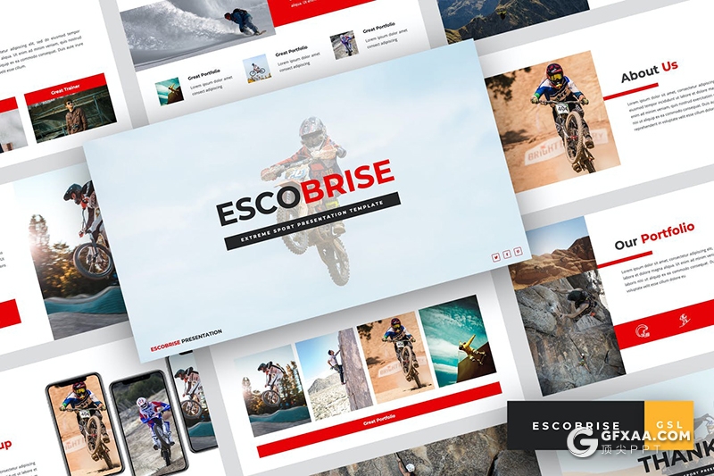 36页户外摩托车比赛运动户外冒险项目介绍展示Google slides模板 - 顶尖PPT