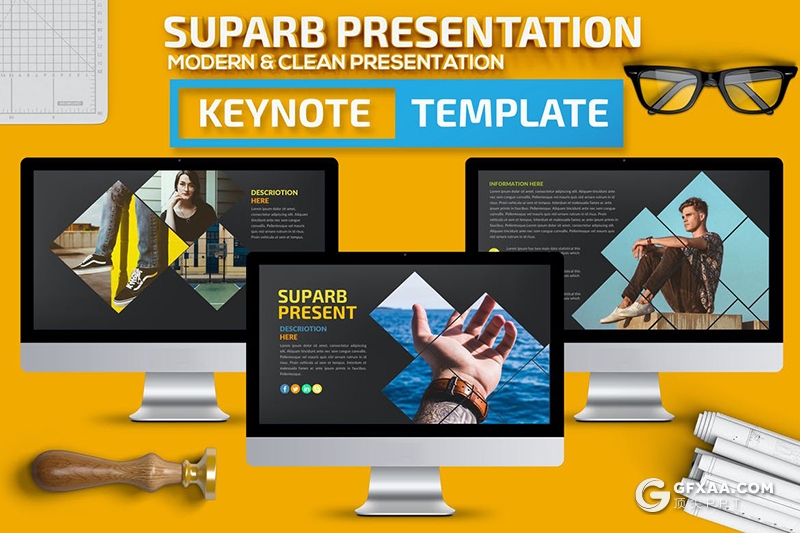 37页几何图形组合图片展示图片占位符keynote模板 - 顶尖PPT