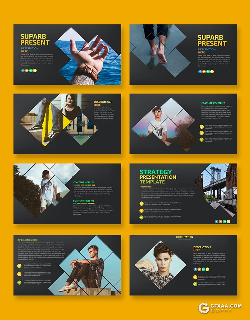 37页几何图形组合图片展示图片占位符keynote模板 - 顶尖PPT