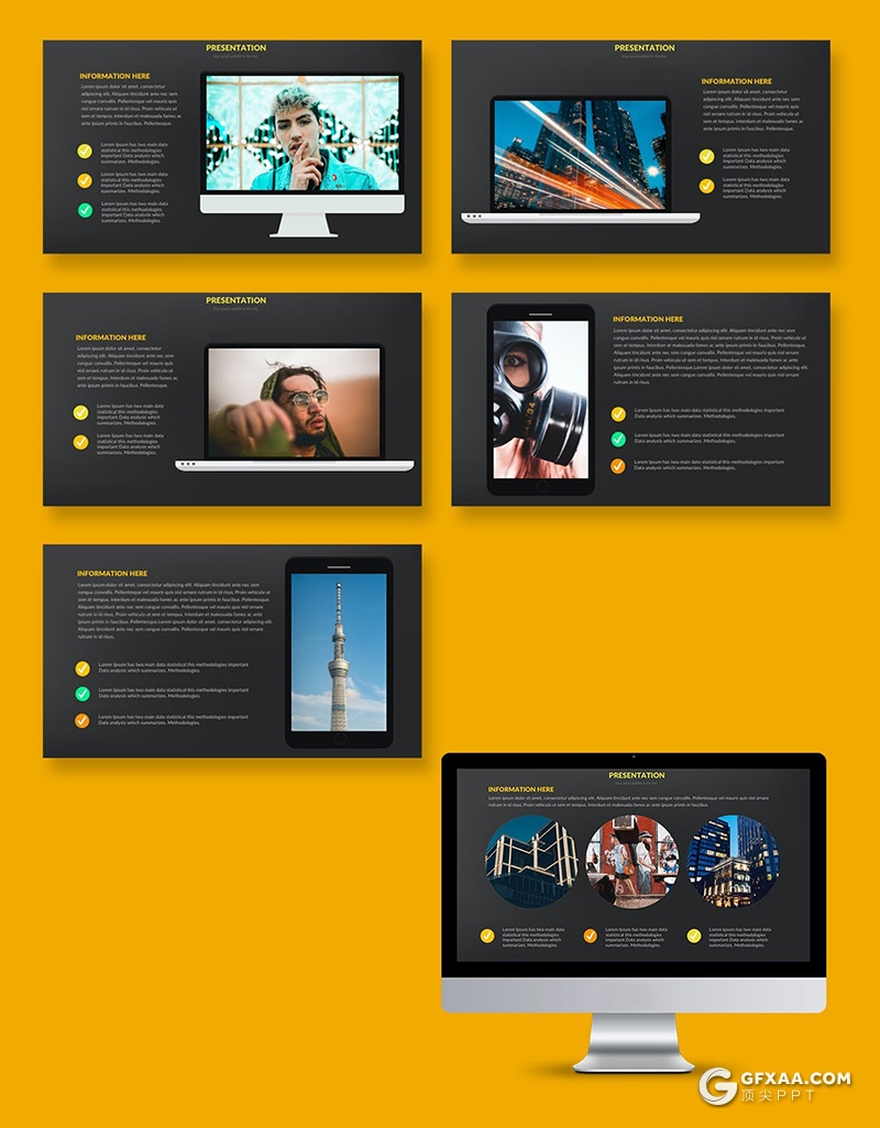 37页几何图形组合图片展示图片占位符keynote模板 - 顶尖PPT