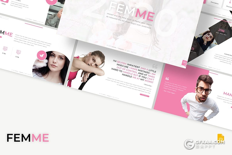 30页国外唯美风格女性主题通用Google slides模板5种配色方案 - 顶尖PPT