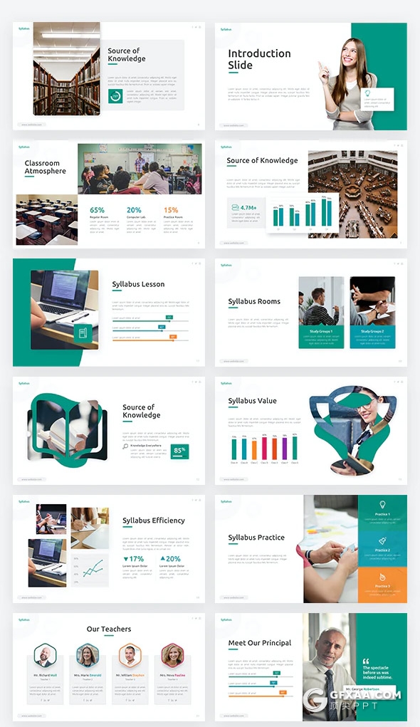 65页教育培训行业学习项目介绍国外多用途PPT模板11种主题配色 - 顶尖PPT