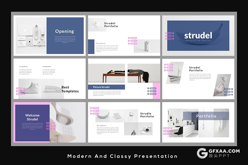 50页国外极简文艺时尚流行风格keynote模板 - 顶尖PPT