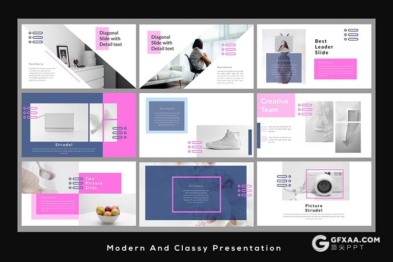 50页国外极简文艺时尚流行风格keynote模板 - 顶尖PPT
