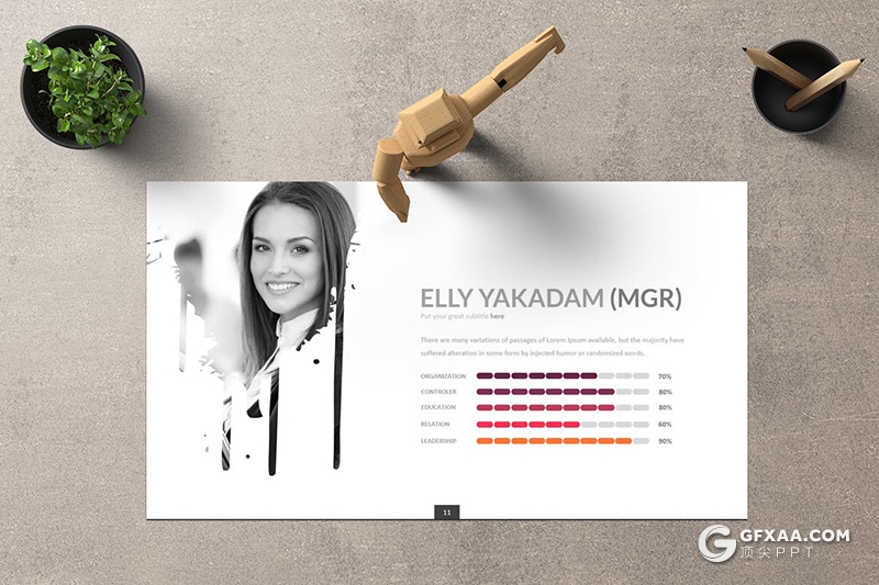 30页时尚简约泼墨笔刷图片占位符PPT动画模板 - 顶尖PPT