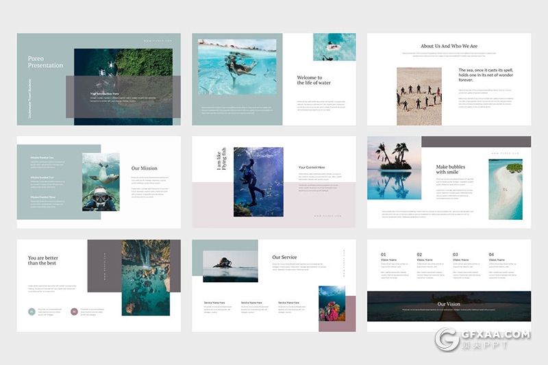 62页扁平化海洋生物海洋介绍宣传海洋探险PPT模板 - 顶尖PPT