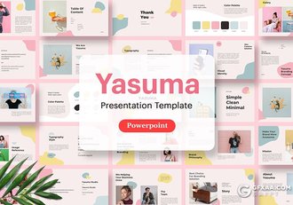 国外简约文艺唯美小清新风格创意图形设计组合PPT模板 - 顶尖PPT