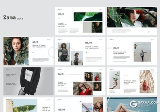 31页扁平化简约风格时尚服装秀模特写真展示PPT模板 - 顶尖PPT