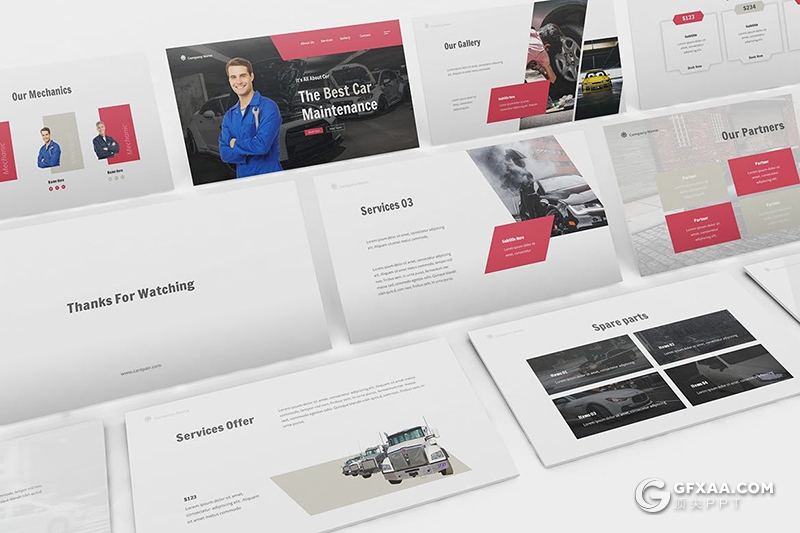 30页国外简约风格汽车维修保养服务行业介绍展示keynote模板 - 顶尖PPT