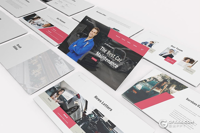 30页国外简约风格汽车维修保养服务行业介绍展示keynote模板 - 顶尖PPT