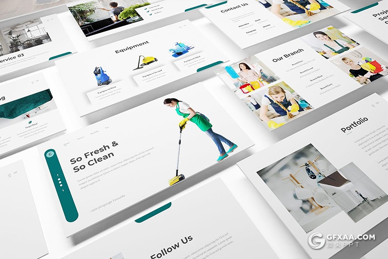 30页家政服务卫生清洁服务机构宣传介绍多用途PPT模板 - 顶尖PPT