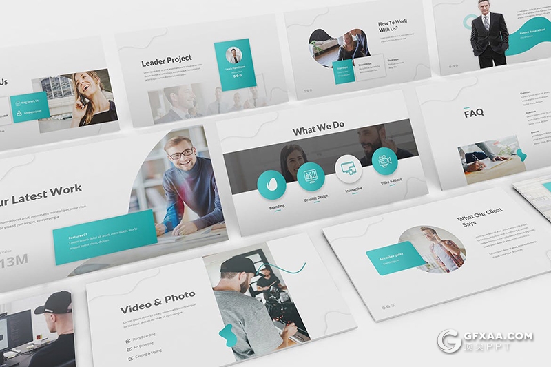 34页国外商务风格企业会议团队介绍项目合作Google slides模板 - 顶尖PPT