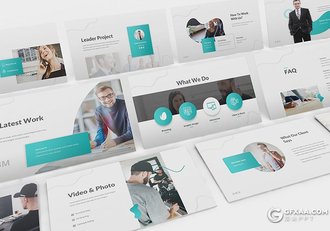 34页国外商务风格企业会议团队介绍项目合作Google slides模板 - 顶尖PPT