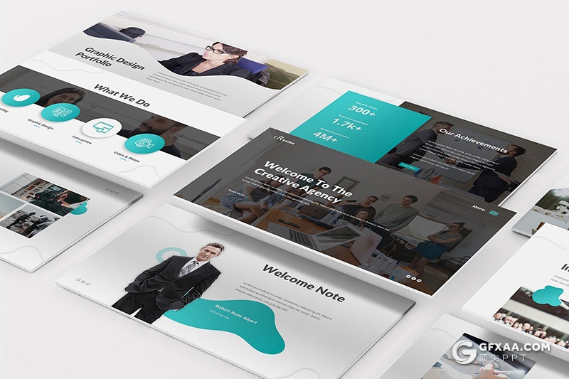 34页国外商务风格企业会议团队介绍项目合作Google slides模板 - 顶尖PPT