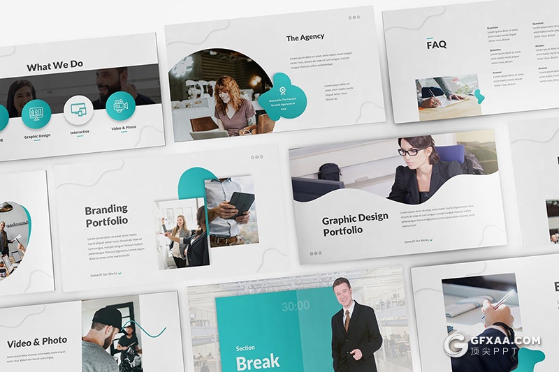 34页国外商务风格企业会议团队介绍项目合作Google slides模板 - 顶尖PPT