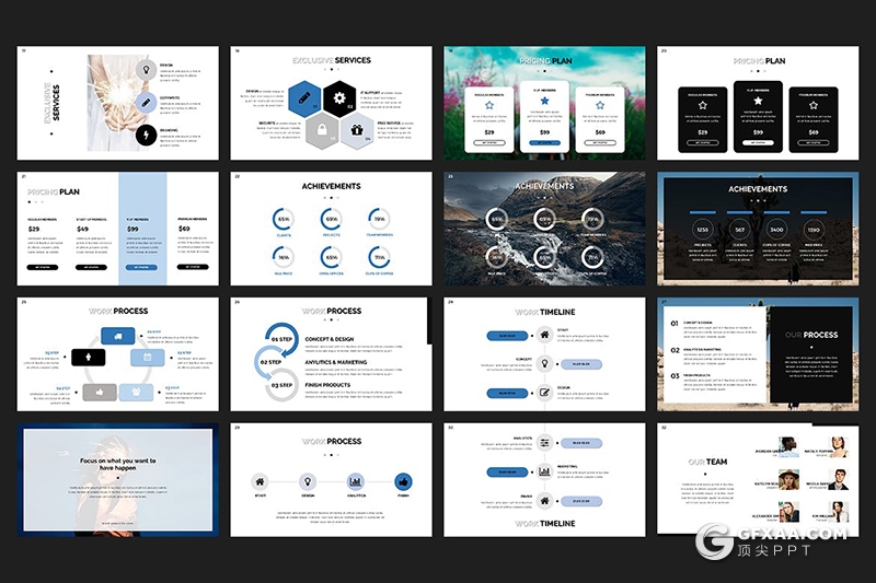 130多页2套国外简约风格多用途PPT动画模板 - 顶尖PPT