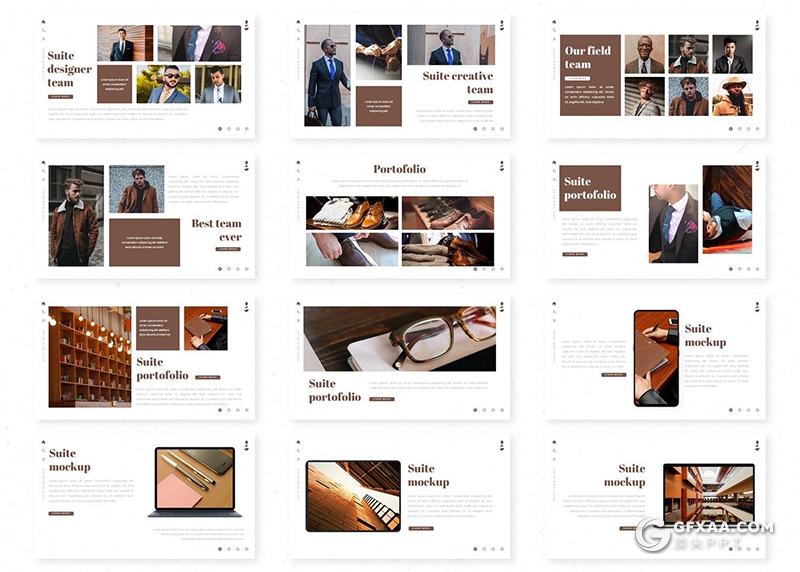 30页国外极简风格西装革履定制机构宣传介绍keynote模板5种主题配色 - 顶尖PPT