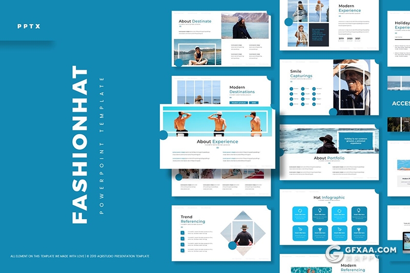 30页国外扁平化户外海洋海滩旅游拍照PPT模板5种主题配色 - 顶尖PPT