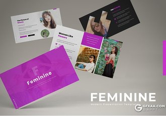 30页国外简约风格女性行业主题keynote模板5种主题配色 - 顶尖PPT