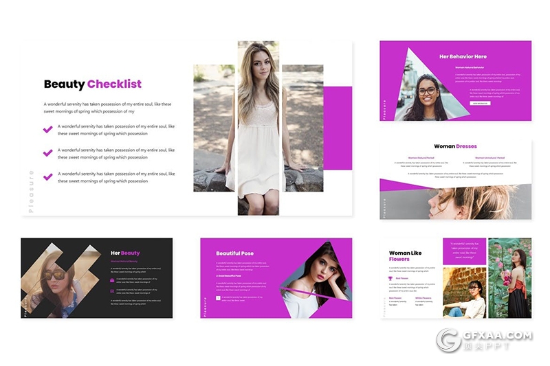 30页国外简约风格女性行业主题keynote模板5种主题配色 - 顶尖PPT