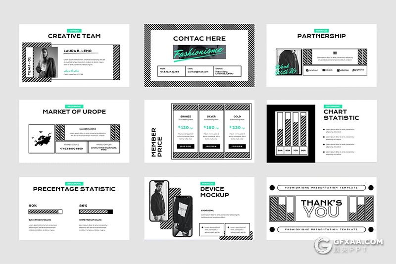 50页创意时尚杂志潮流风格Google slides模板 - 顶尖PPT