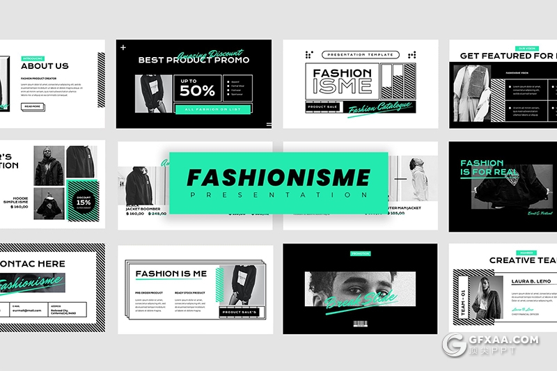 50页创意时尚杂志潮流风格Google slides模板 - 顶尖PPT