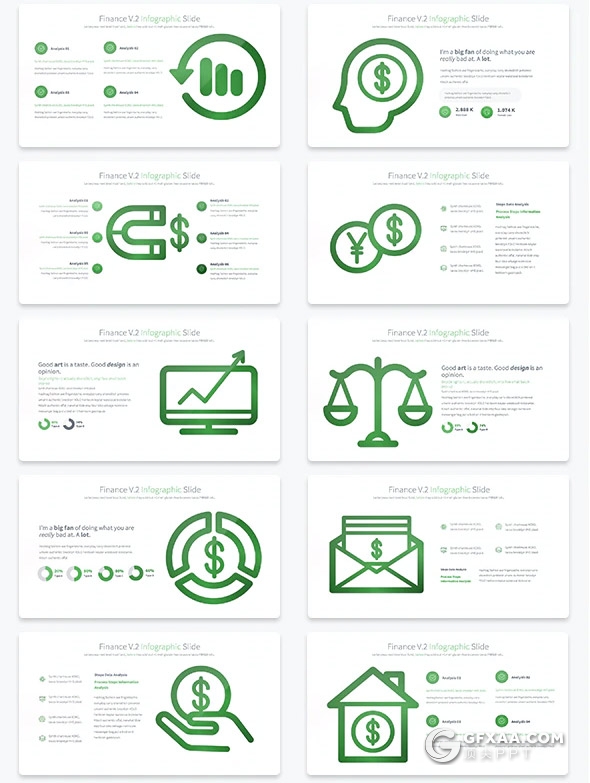 35页财务金币金钱创意信息图形PPT模板11种主题配色 - 顶尖PPT