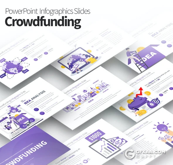 35页创意卡通众筹财务概念插画PPT模板11种主题配色 - 顶尖PPT