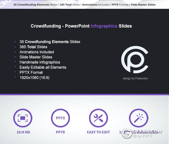 35页创意卡通众筹财务概念插画PPT模板11种主题配色 - 顶尖PPT
