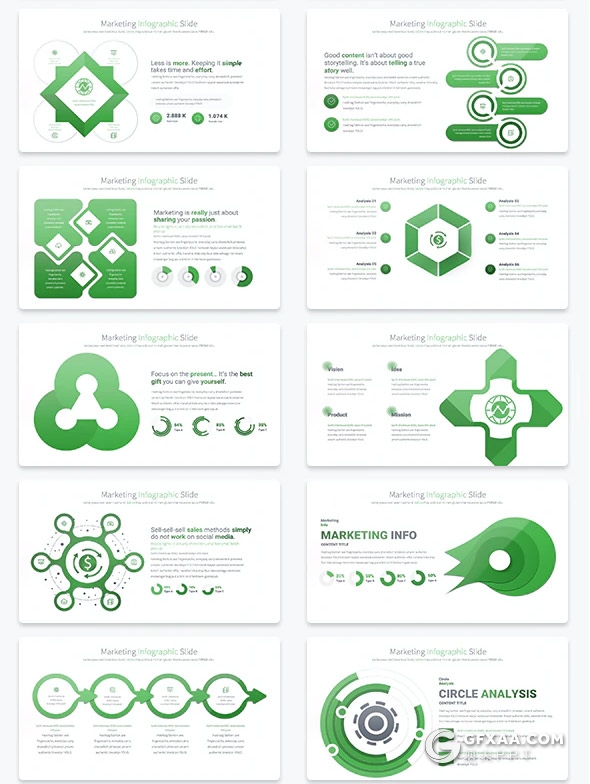 35页市场营销分析统计创意商务图形PPT模板11种主题配色 - 顶尖PPT