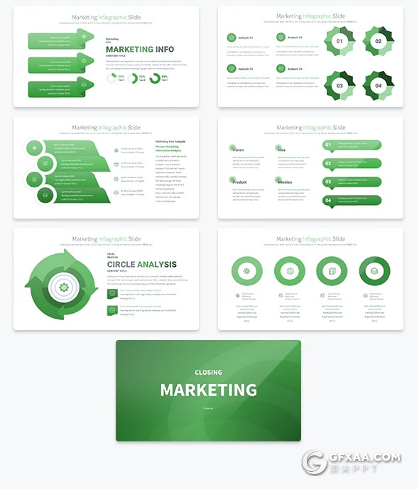 35页市场营销分析统计创意商务图形PPT模板11种主题配色 - 顶尖PPT