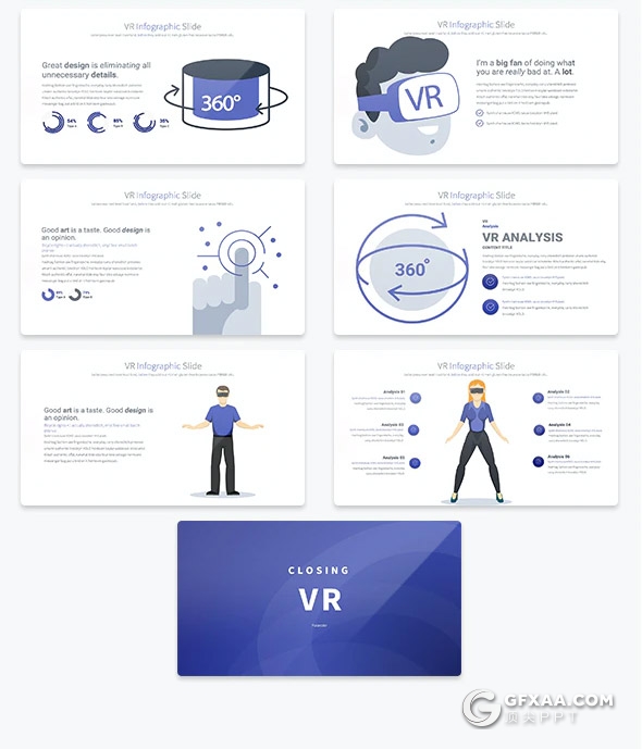 35页虚拟现实VR技术概念图形设计PPT模板11种主题配色 - 顶尖PPT