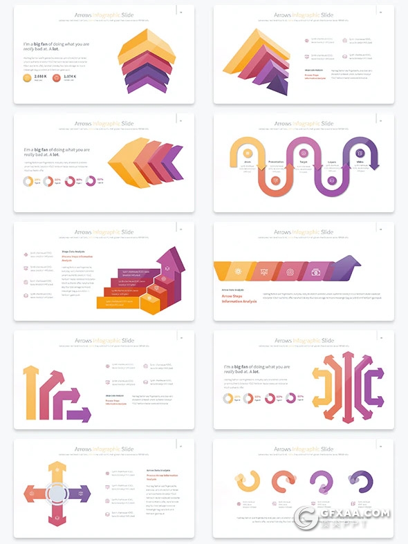 35页彩色创意箭头指向图形PPT模板 - 顶尖PPT
