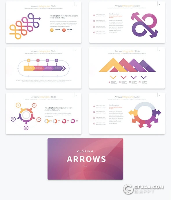 35页彩色创意箭头指向图形PPT模板 - 顶尖PPT
