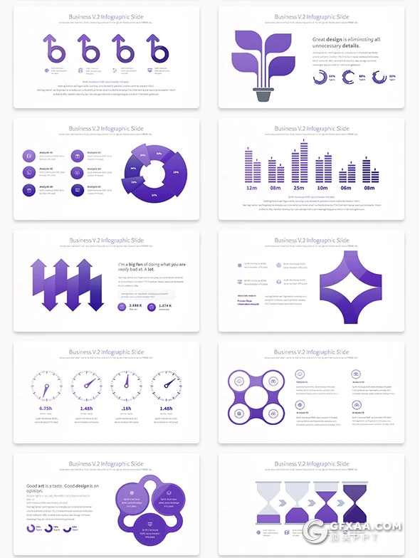 35页创意商务信息图形业务图形数据分析图形PPT模板11种主题配色 - 顶尖PPT