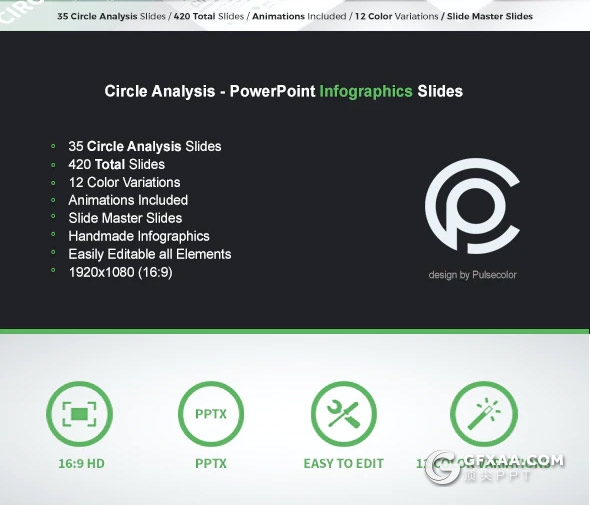 35页创意圆形分析信息图形PPT模板11种主题配色 - 顶尖PPT