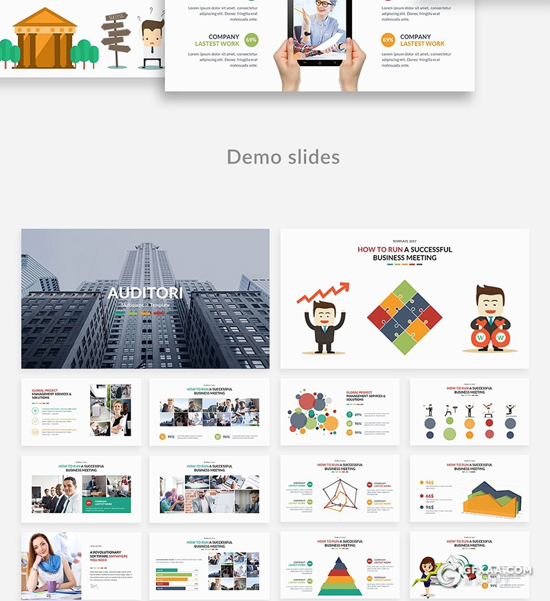 166页国外高端商务风格PPT数据分析统计商务插画ppt模板 - 顶尖PPT