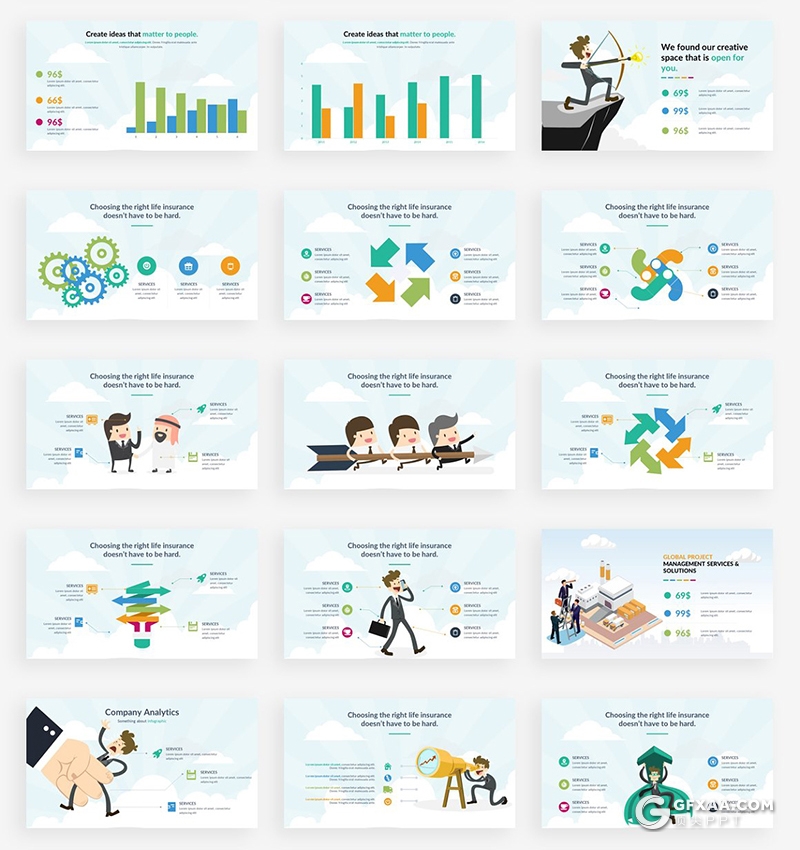 157页国外商务卡通插画ppt模板商务工作计划总结欧美风格项目合作展示企业介绍ppt模板 - 顶尖PPT