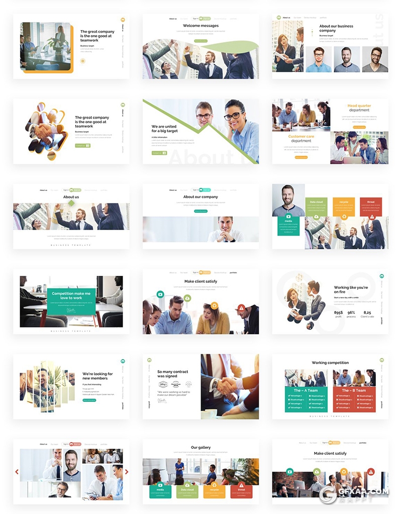 176页国外高端商务风格ppt模板项目合作团队企业介绍创意卡通图形ppt模板 - 顶尖PPT