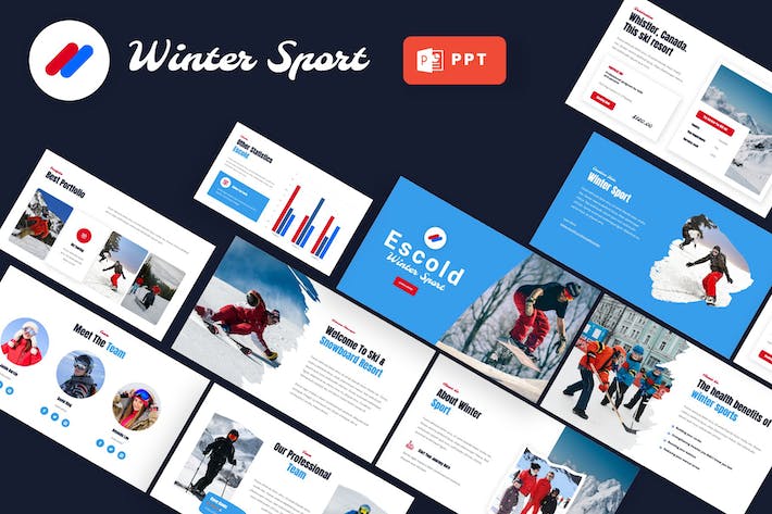 体育领域冬季运动主题展示PPT模板 - 顶尖PPT