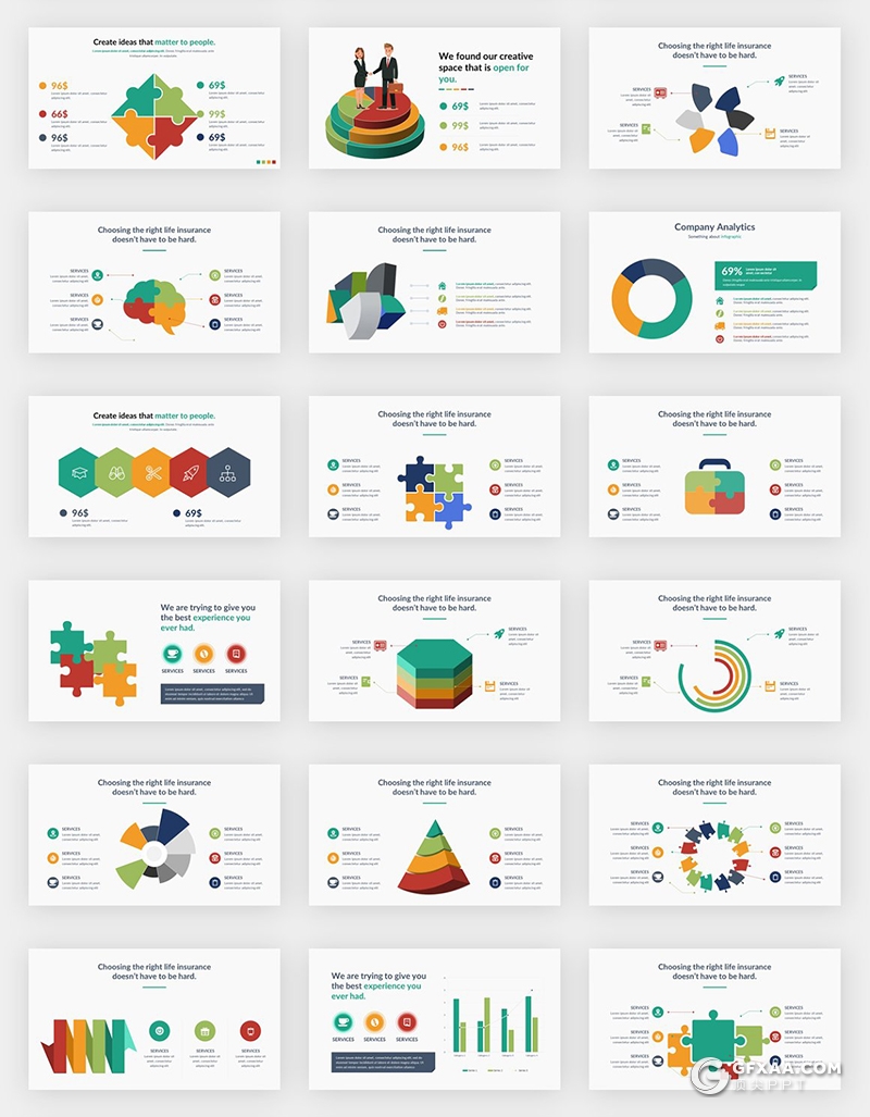 206页国外商务风格ppt模板创意商务信息图形作品展示企业介绍通用ppt模板 - 顶尖PPT