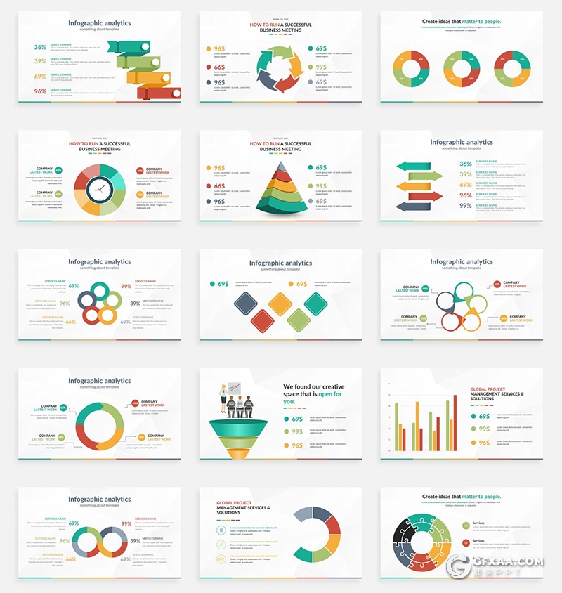 153页欧美风格创意信息图形ppt模板卡通人物工作计划项目分析PPT模板 - 顶尖PPT