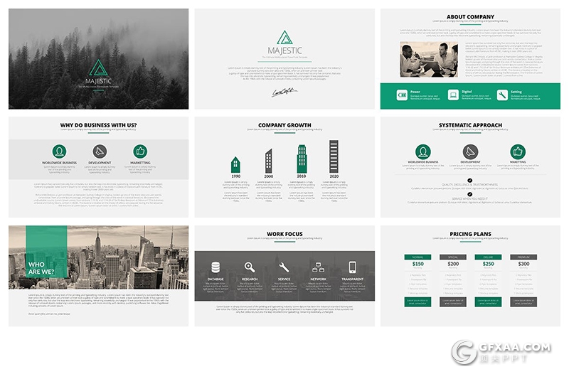 55页扁平化简约风格企业团队介绍工作汇报数据分析统计国外ppt模板 - 顶尖PPT