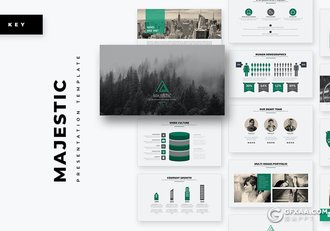 55页扁平化简约风格企业团队介绍工作汇报数据分析统计国外keynote模板 - 顶尖PPT