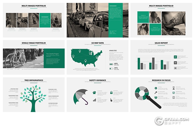 55页扁平化简约风格企业团队介绍工作汇报数据分析统计国外ppt模板 - 顶尖PPT