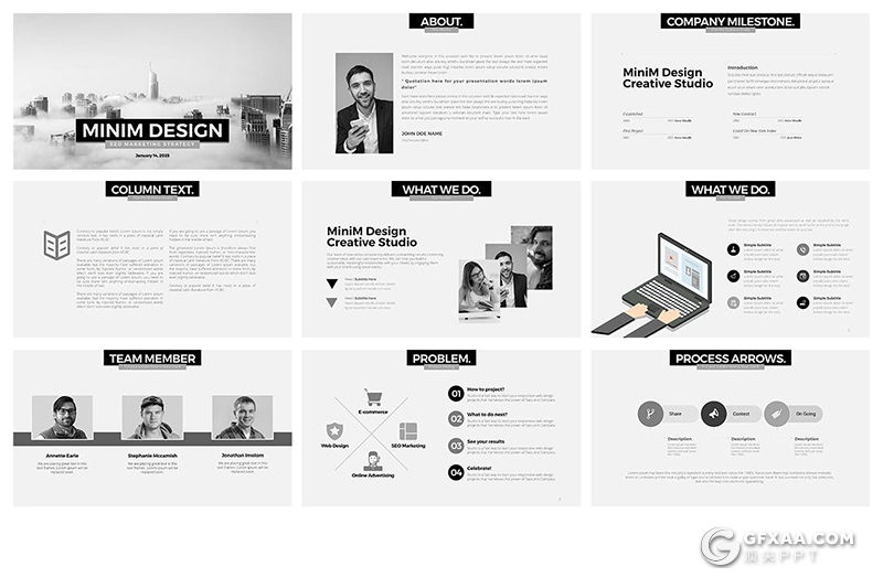 黑灰色扁平化企业宣传介绍项目分析数据展示keynote模板 - 顶尖PPT